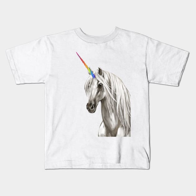 Unicorn in Black Kids T-Shirt by bignosework